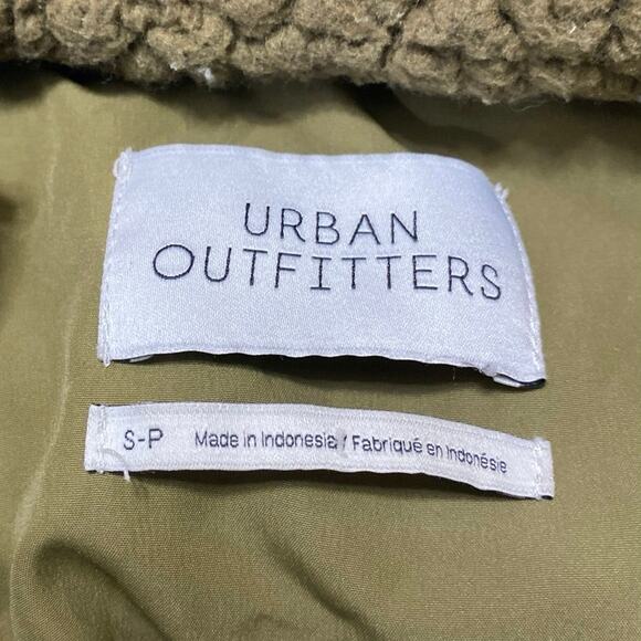 Urban Outfitters Willow Olive Green Sherpa Fleece Zip Up Teddy Sweater Jacket S - Picture 3 of 3